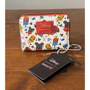 NWT Loungefly Disney Mickey Mouse Friends Popsicle Mini Zip Wallet 100% Charity